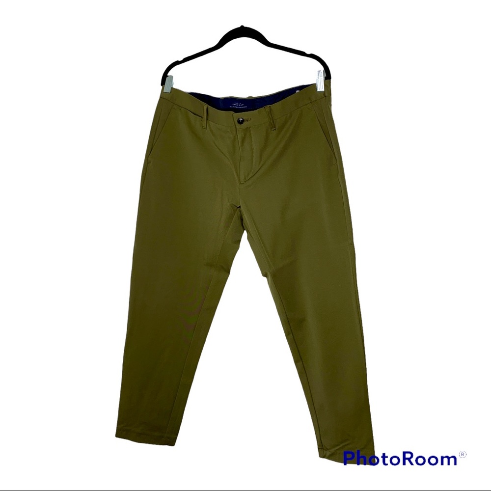 Mens army green cropped dress pant ZARA